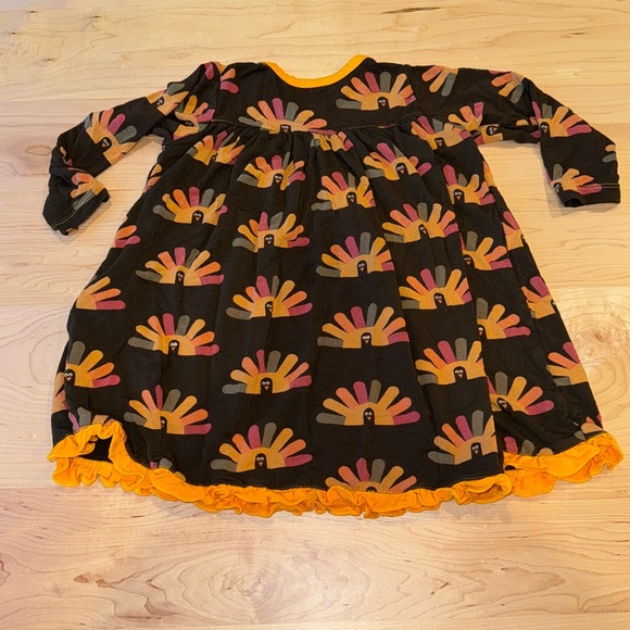 Girls Kickee Pants Thanksgiving Turkeys Dress 18-24 months | Bamboo Cotton Dress - Picture 5 of 7